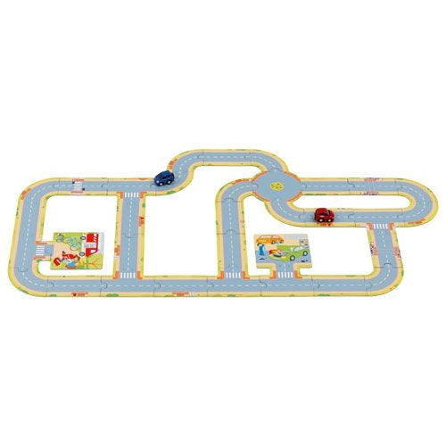 Puzzle pista de masinute cu doua vehicule