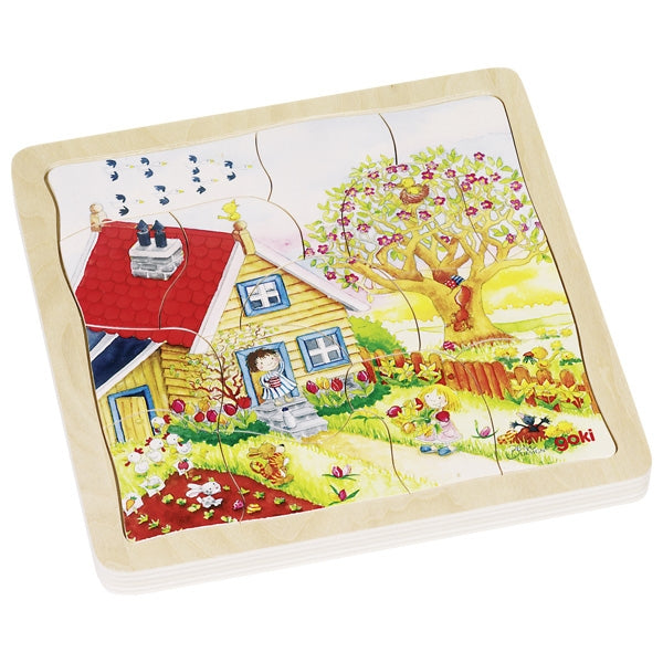 Puzzle incastru din lemn cu piese asimetrice - Cele 4 anotimpuri