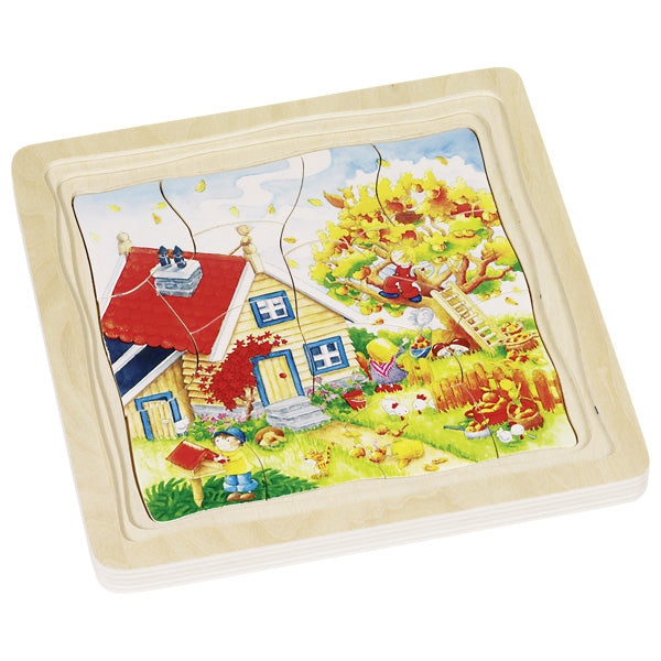 Puzzle incastru din lemn cu piese asimetrice - Cele 4 anotimpuri