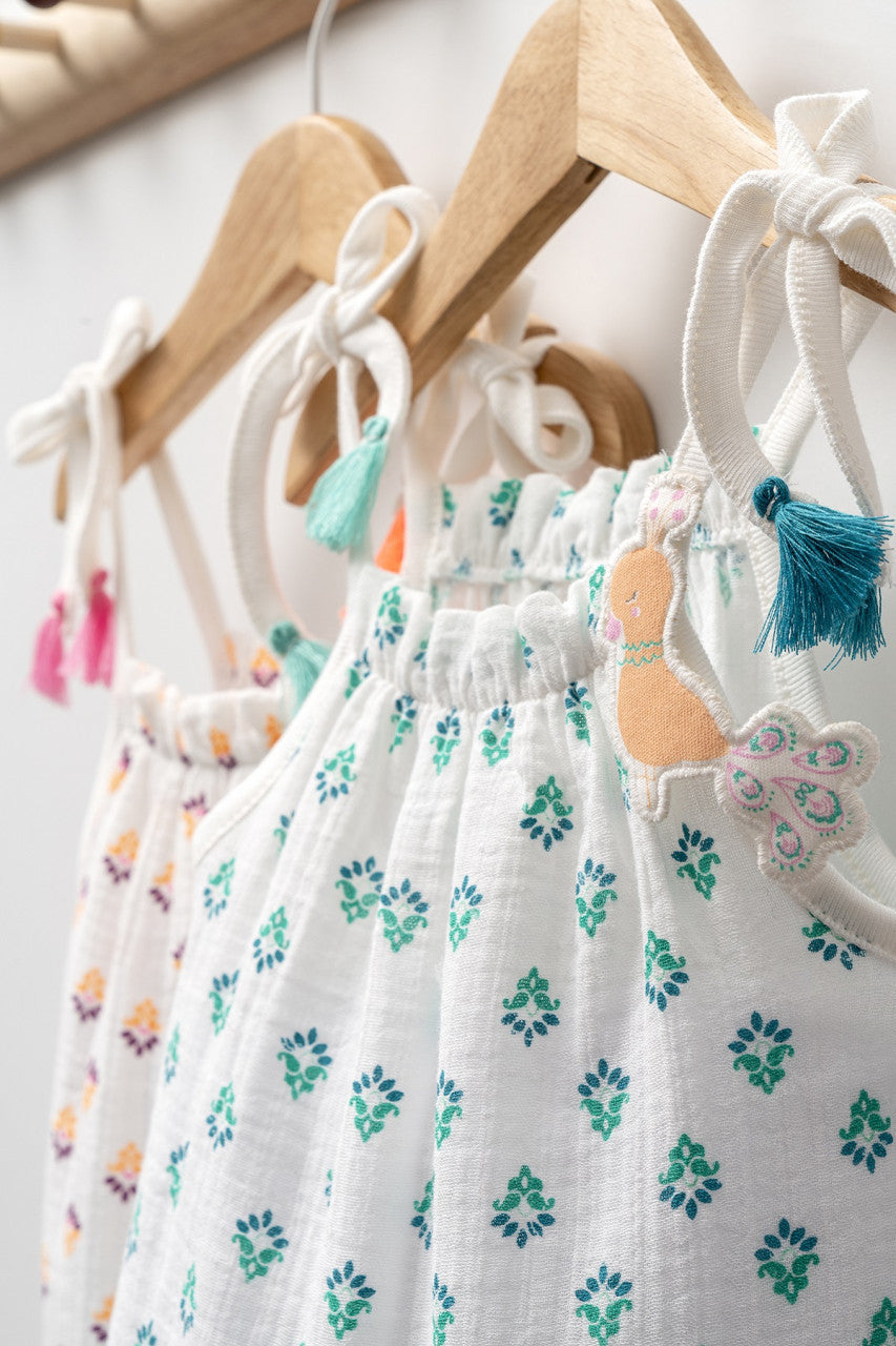 Rochita de vara din muselina pentru fetite Peacock, Tongs baby