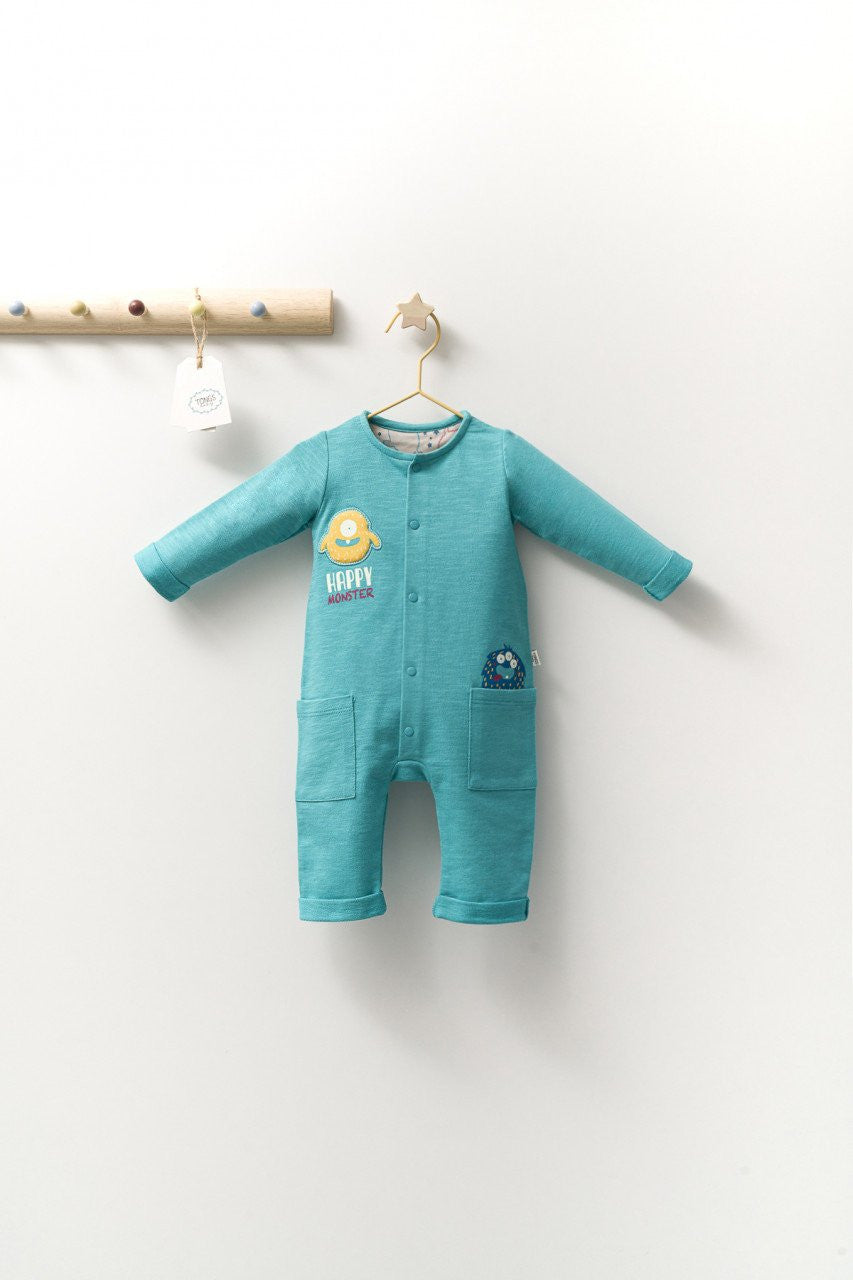 Salopeta cu buzunare pentru bebelusi Monster, Tongs baby