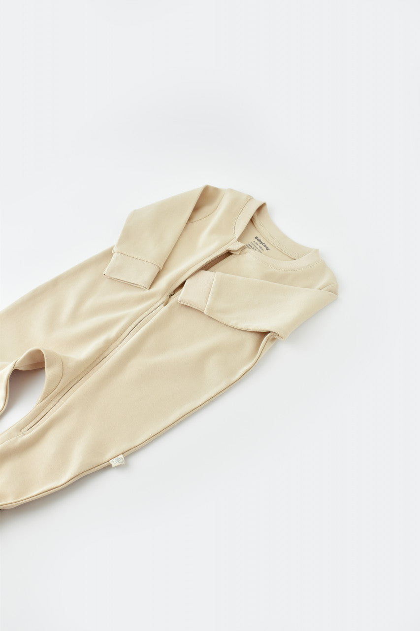 Salopeta cu fermoar cu maneca lunga si panataloni lungi - 100%bumbac organic - Crem, Baby Cosy
