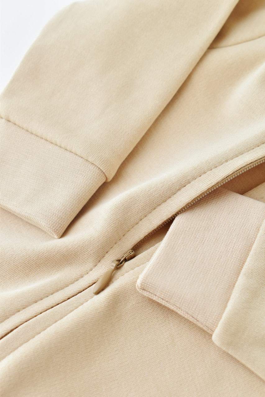 Salopeta cu fermoar cu maneca lunga si panataloni lungi - 100%bumbac organic - Crem, Baby Cosy