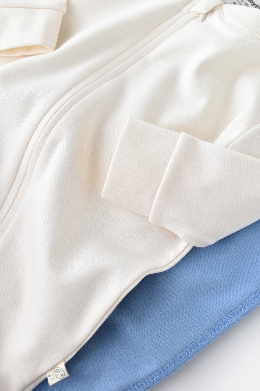 Salopeta cu fermoar cu maneca lunga si panataloni lungi - 100%bumbac organic - Ecru, Baby Cosy