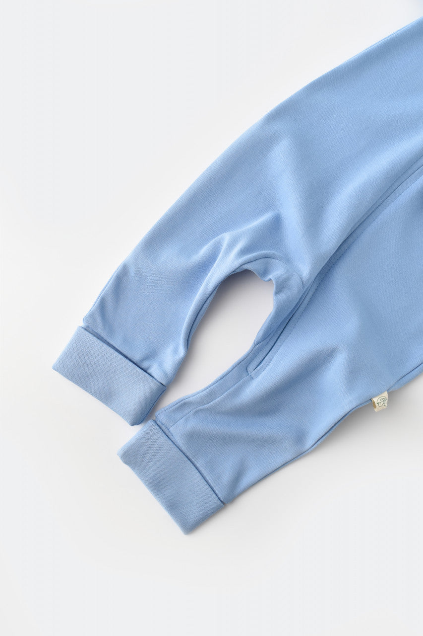 Salopeta cu fermoar cu maneca lunga si panataloni lungi - 100%bumbac organic - Bleu,