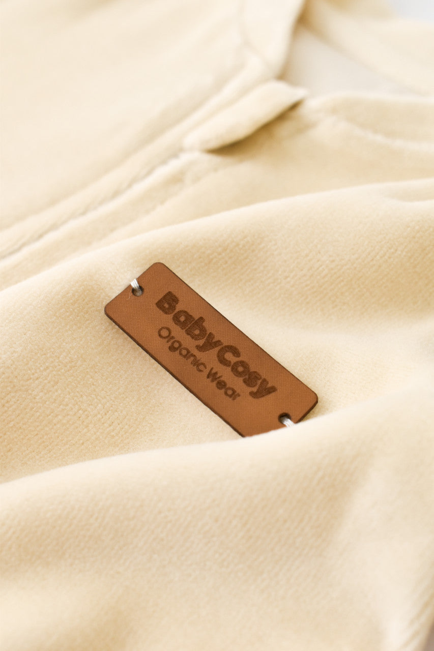 Salopeta cu maneca lunga si fermoar din 80%bumbac organic si 20% poliester -Crem, Baby Cosy