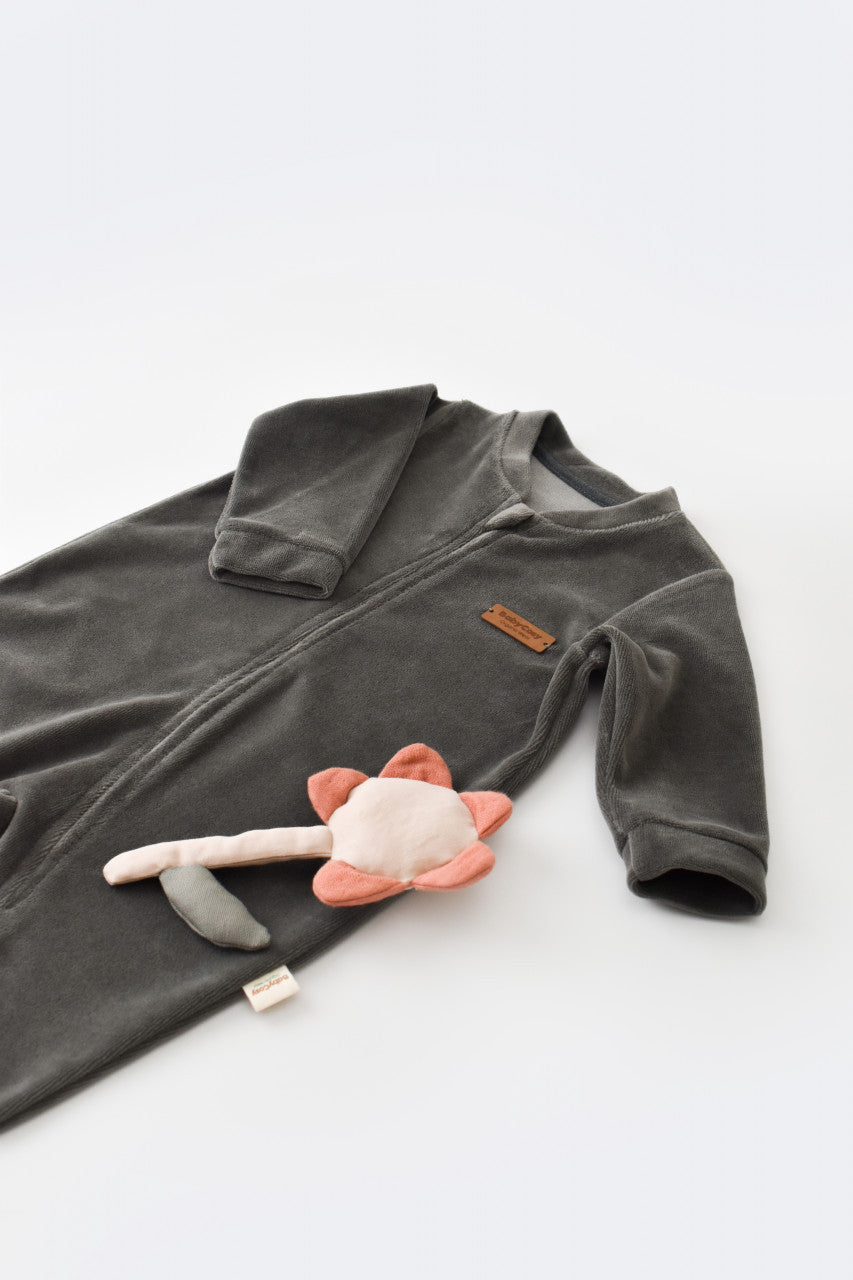 Salopeta cu maneca lunga si fermoar din 80%bumbac organic si 20% poliester - Antracit, Baby Cosy
