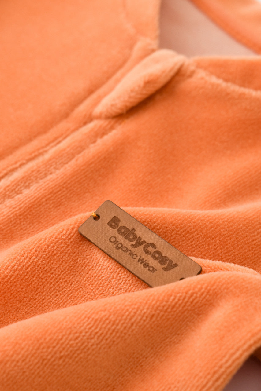 Salopeta cu maneca lunga si fermoar din 80%bumbac organic si 20% poliester - Portocaliu, Baby Cosy