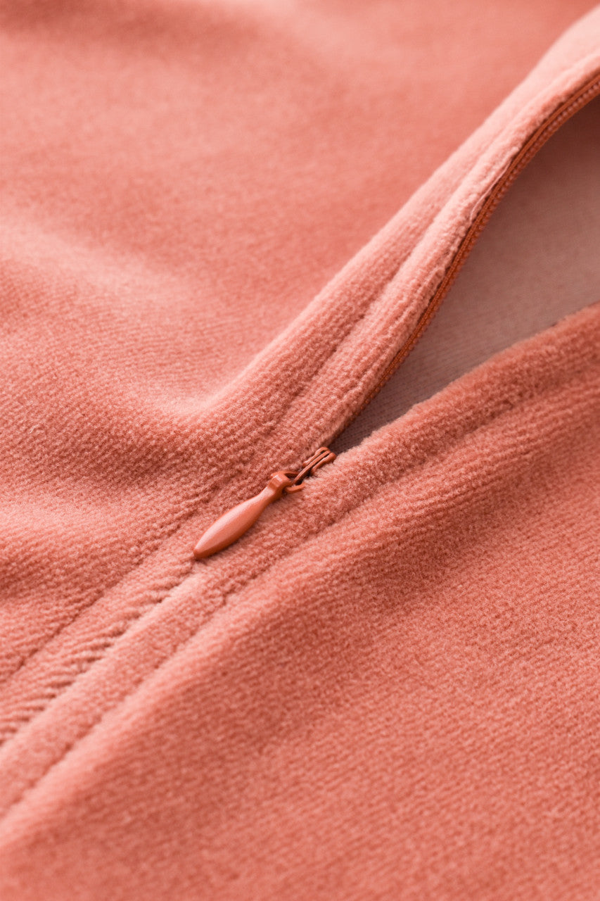 Salopeta cu maneca lunga si fermoar din 80%bumbac organic si 20% poliester - Caramiziu, Baby Cosy