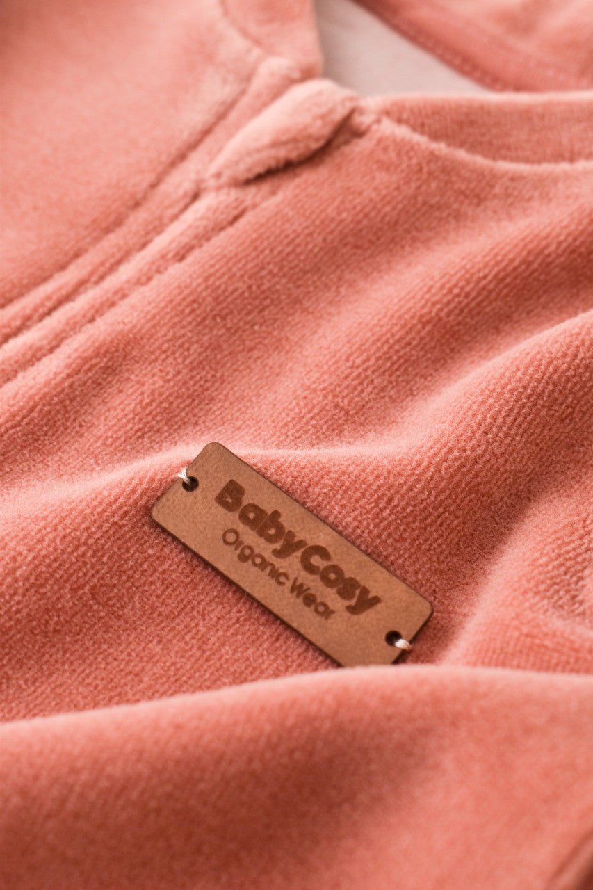 Salopeta cu maneca lunga si fermoar din 80%bumbac organic si 20% poliester - Caramiziu, Baby Cosy