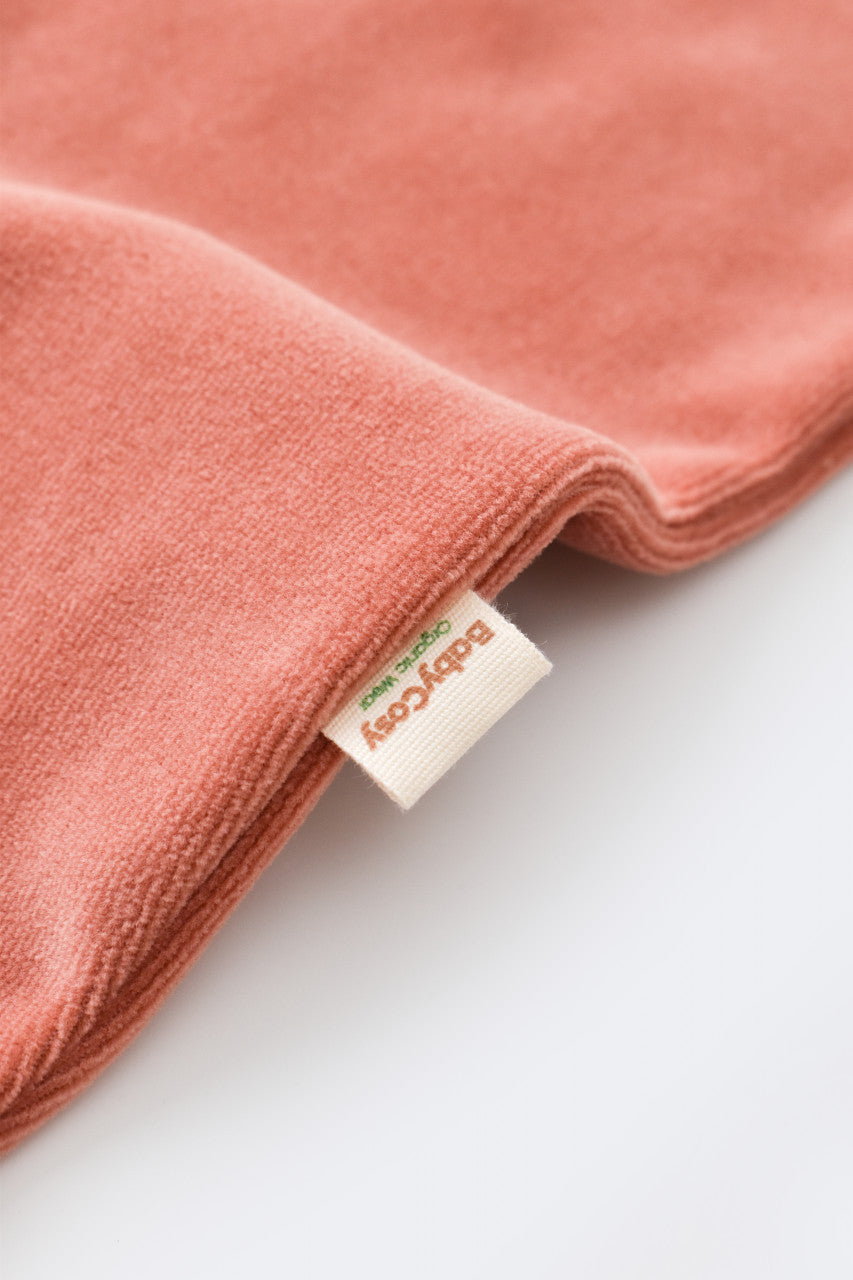 Salopeta cu maneca lunga si fermoar din 80%bumbac organic si 20% poliester - Caramiziu, Baby Cosy