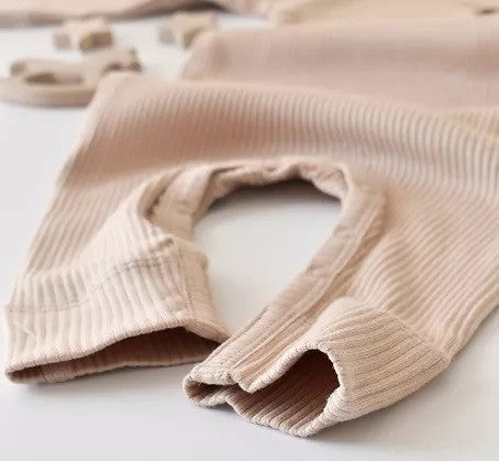Salopeta cu maneca lunga si panataloni lungi din bumbac organic si modal - Blush