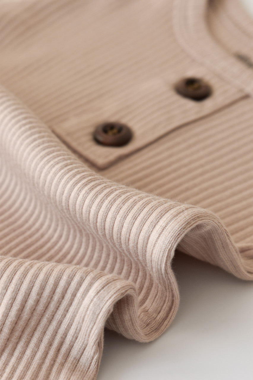 Salopeta cu maneca lunga si panataloni lungi din bumbac organic si modal - Blush