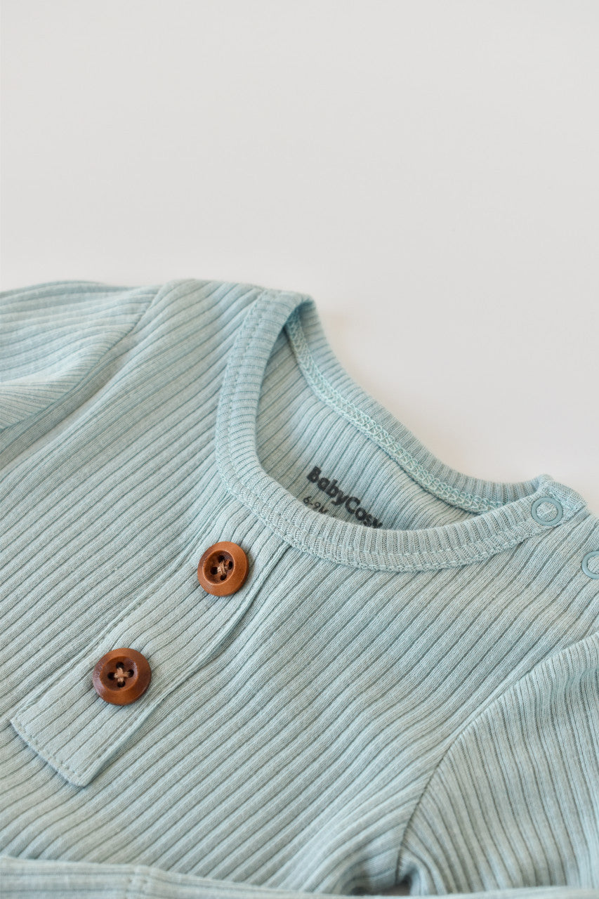 Salopeta cu maneca lunga si panataloni lungi din bumbac organic si modal - Mint
