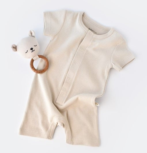 Salopeta cu panataloni scurti - 100% bumbac organic - Stone, Baby Cosy