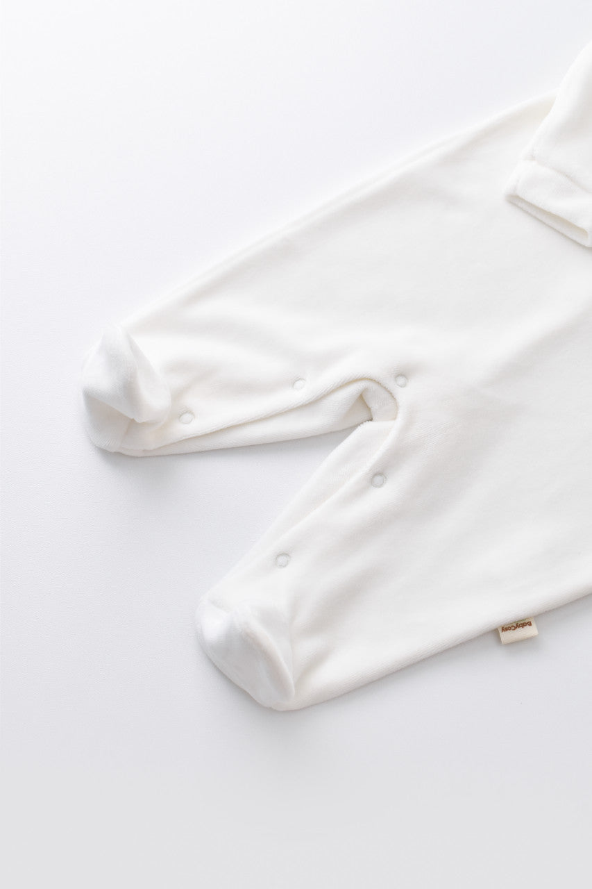 Salopeta Curcubeu cu maneca lunga si botosei din 80%bumbac organic si 20% poliester - Ecru, Baby Cosy