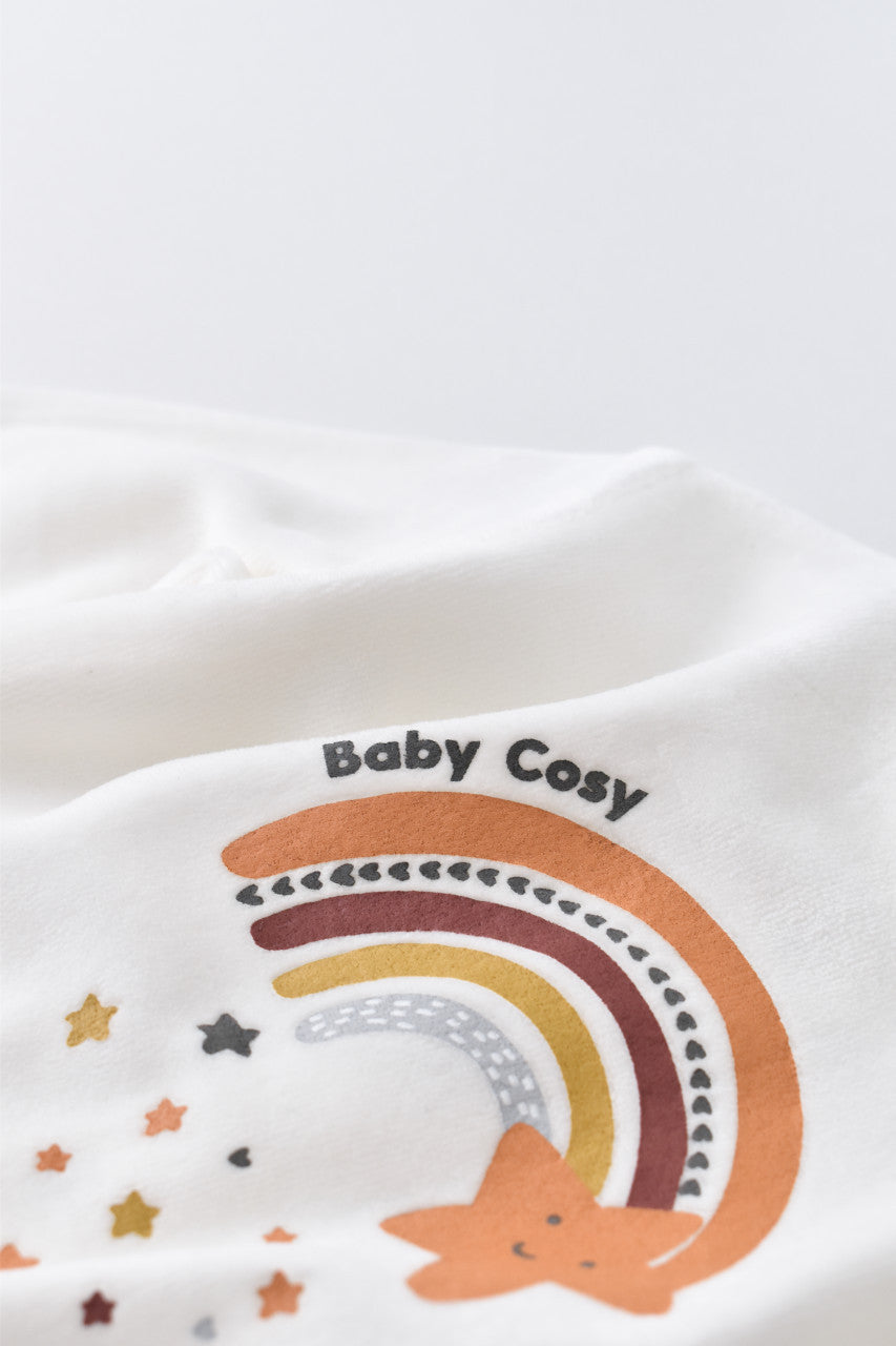 Salopeta Curcubeu cu maneca lunga si botosei din 80%bumbac organic si 20% poliester - Ecru, Baby Cosy