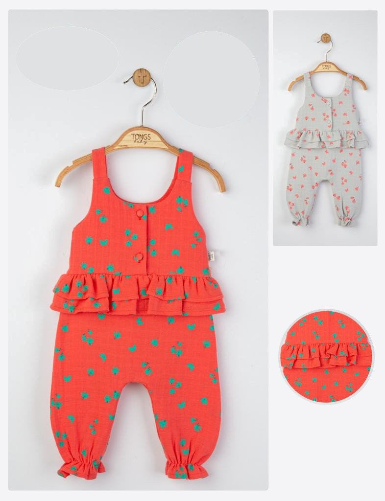 Salopeta de vara din muselina pentru bebelusi Natural, Tongs baby