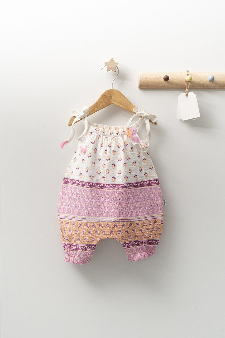Salopeta de vara din muselina pentru bebelusi Peacock, Tongs baby