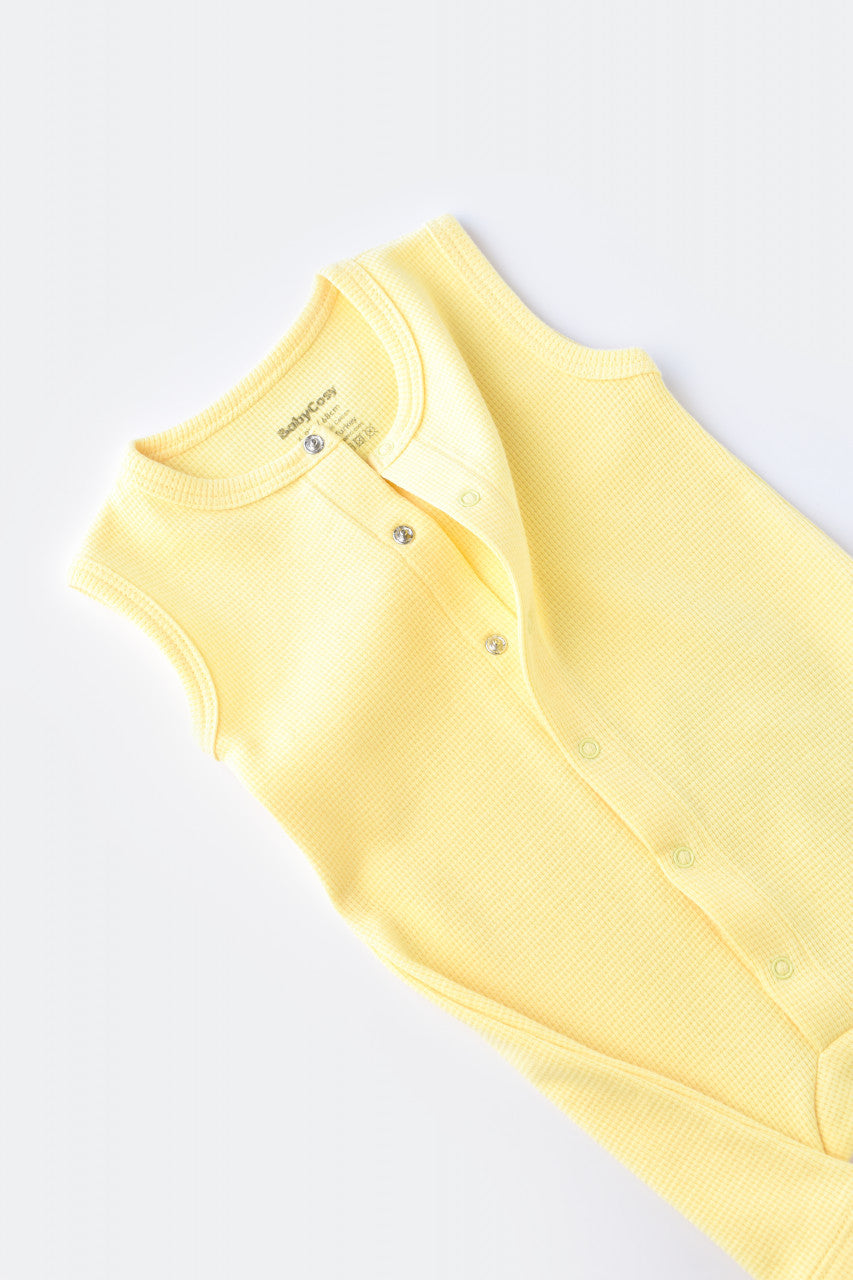 Salopeta fara maneci si panataloni scurti - 100% bumbac organic - Galben, Baby Cosy