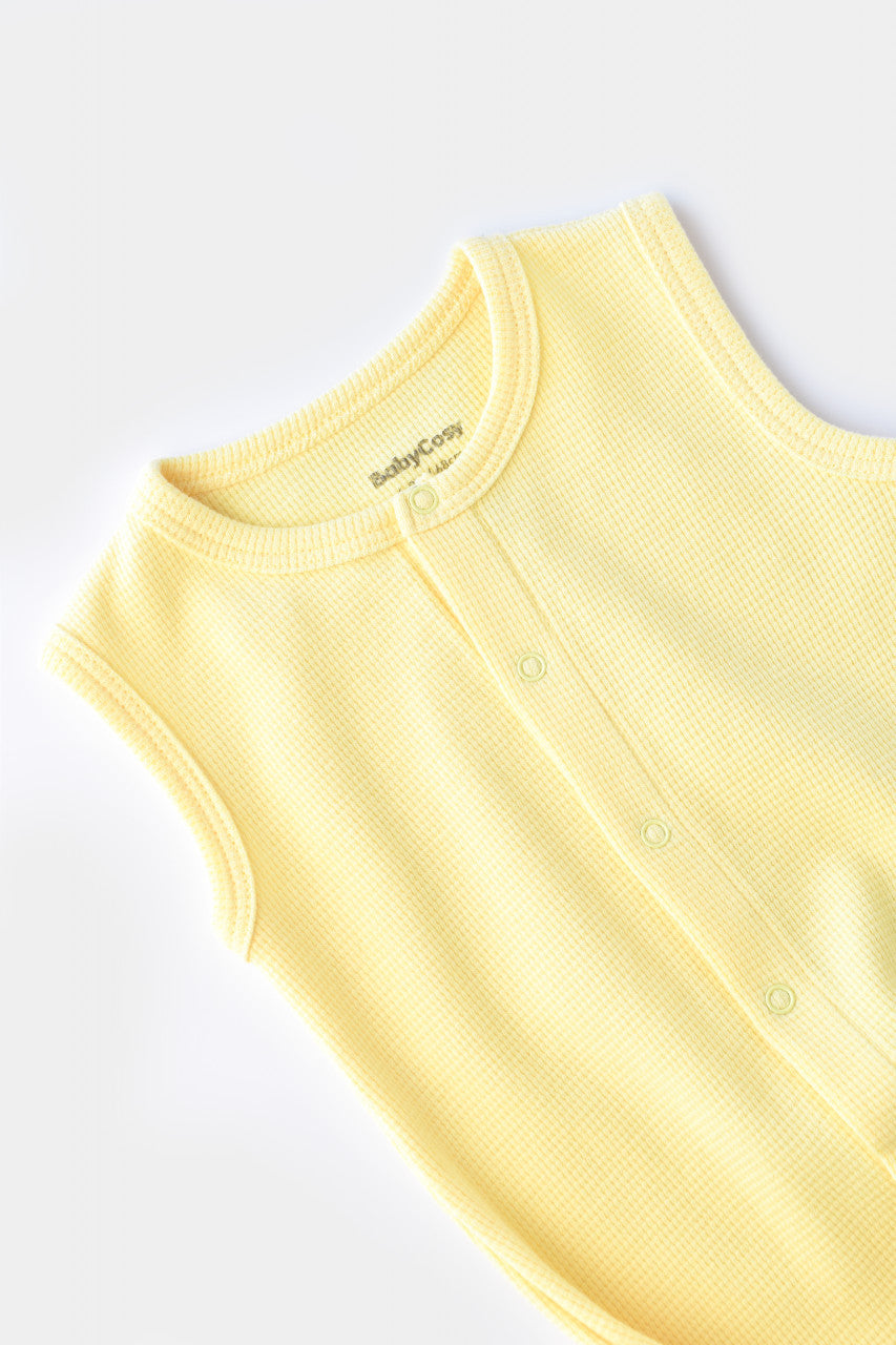 Salopeta fara maneci si panataloni scurti - 100% bumbac organic - Galben, Baby Cosy
