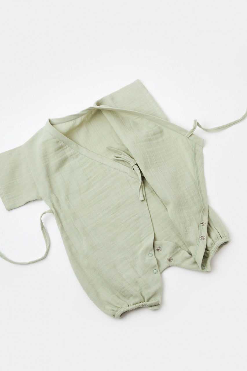 Salopeta petrecuta din muselina, BabyCosy, 100% bumbac organic, Verde