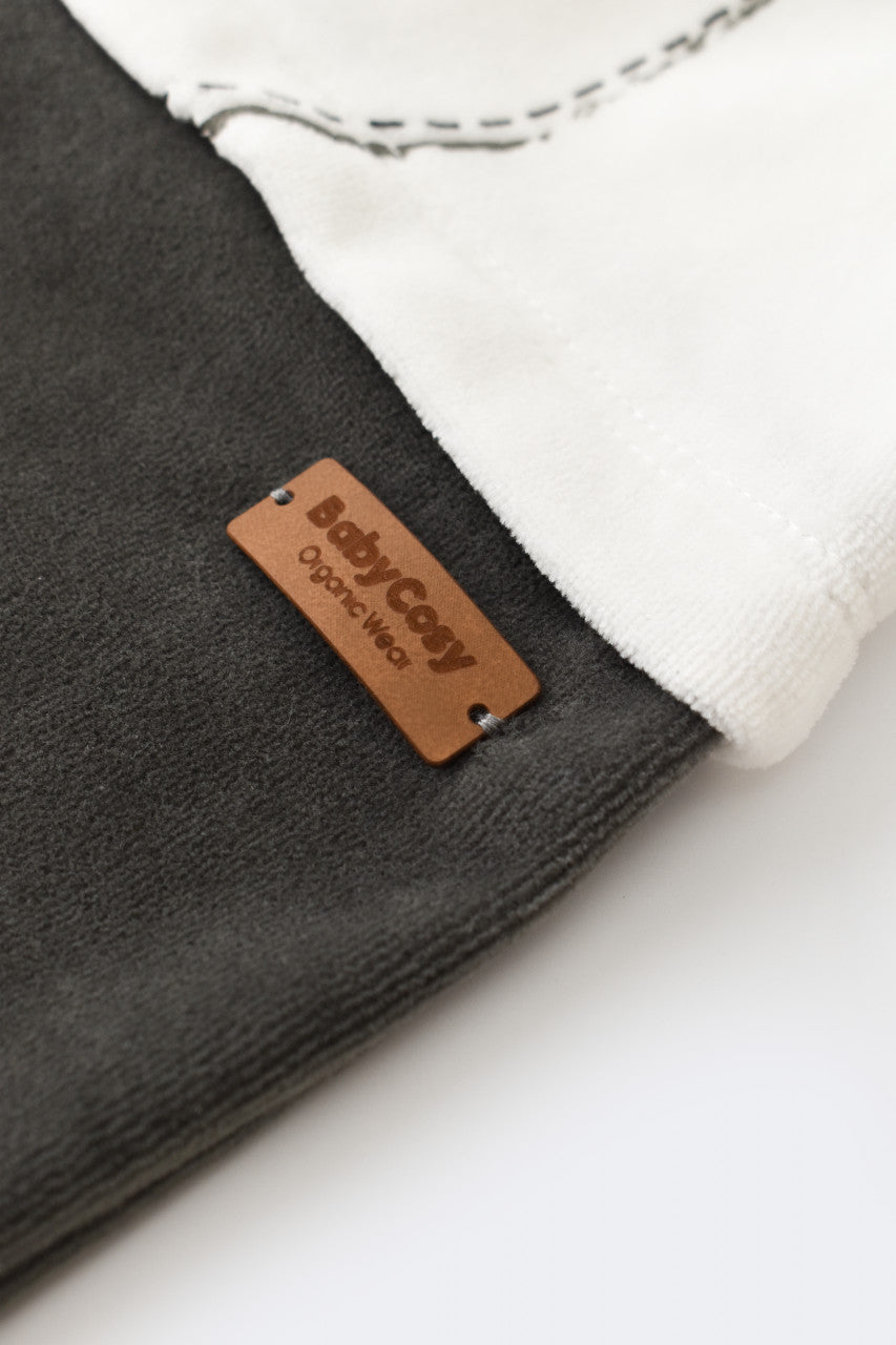 Salopeta Ursulet cu maneca lunga si botosei din 80%bumbac organic si 20% poliester - Antracit, Baby Cosy