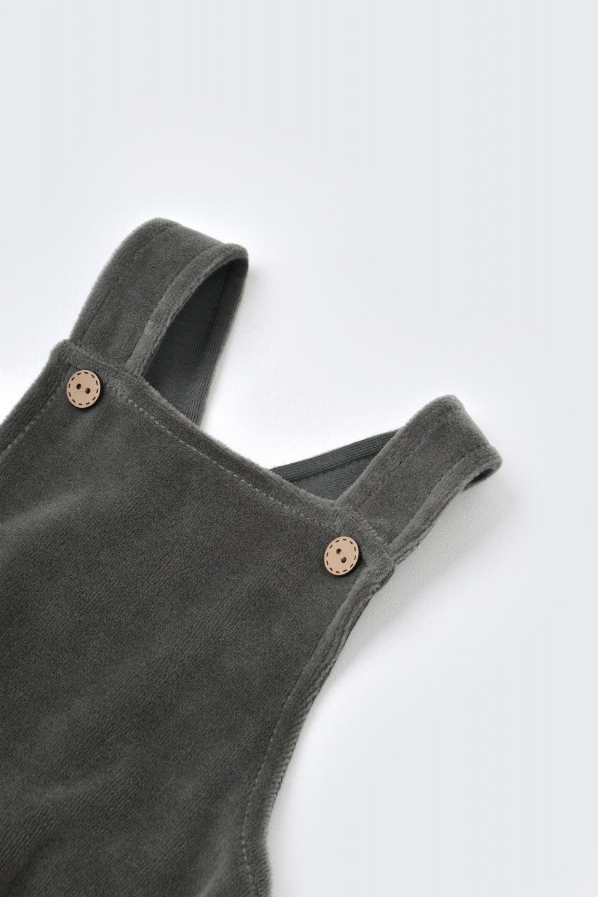Salopeta Velvet cu bretele din 80%bumbac organic si 20% poliester - Antracit, Baby Cosy