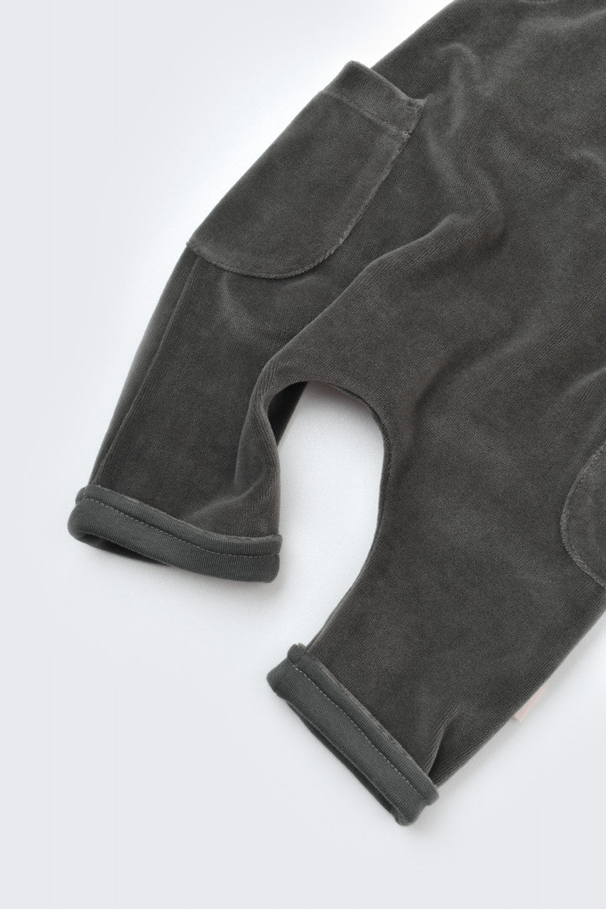 Salopeta Velvet cu bretele din 80%bumbac organic si 20% poliester - Antracit, Baby Cosy