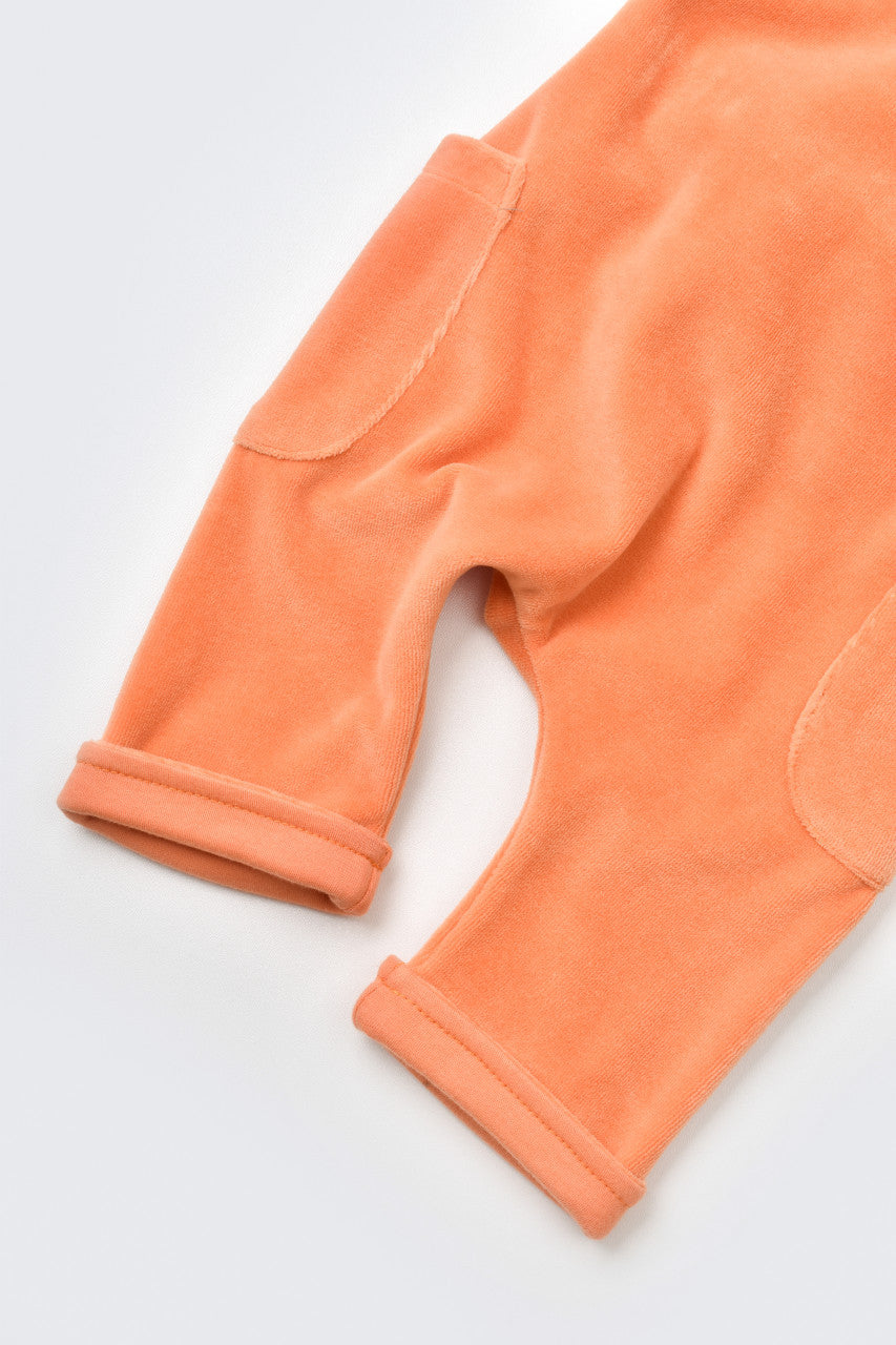 Salopeta Velvet cu bretele din 80%bumbac organic si 20% poliester - Portocaliu, Baby Cosy
