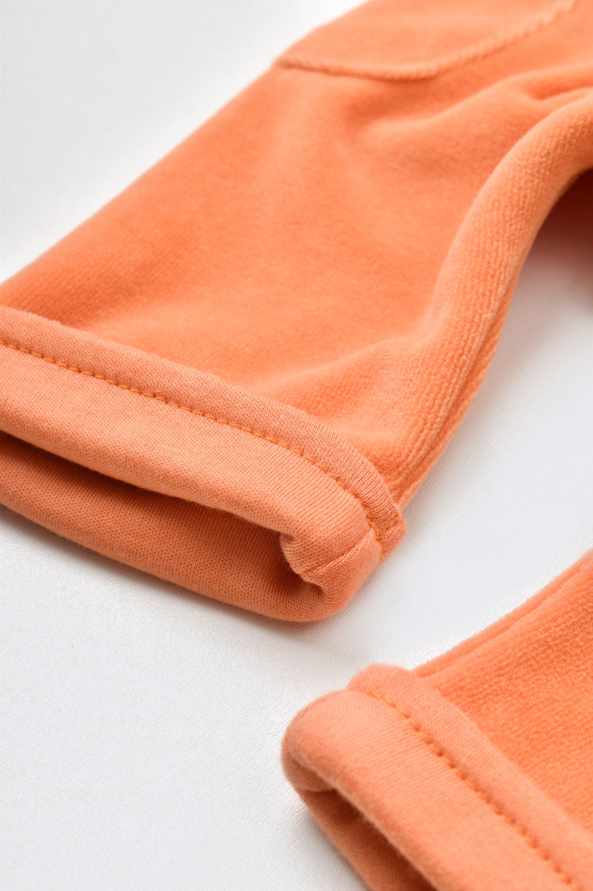 Salopeta Velvet cu bretele din 80%bumbac organic si 20% poliester - Portocaliu, Baby Cosy