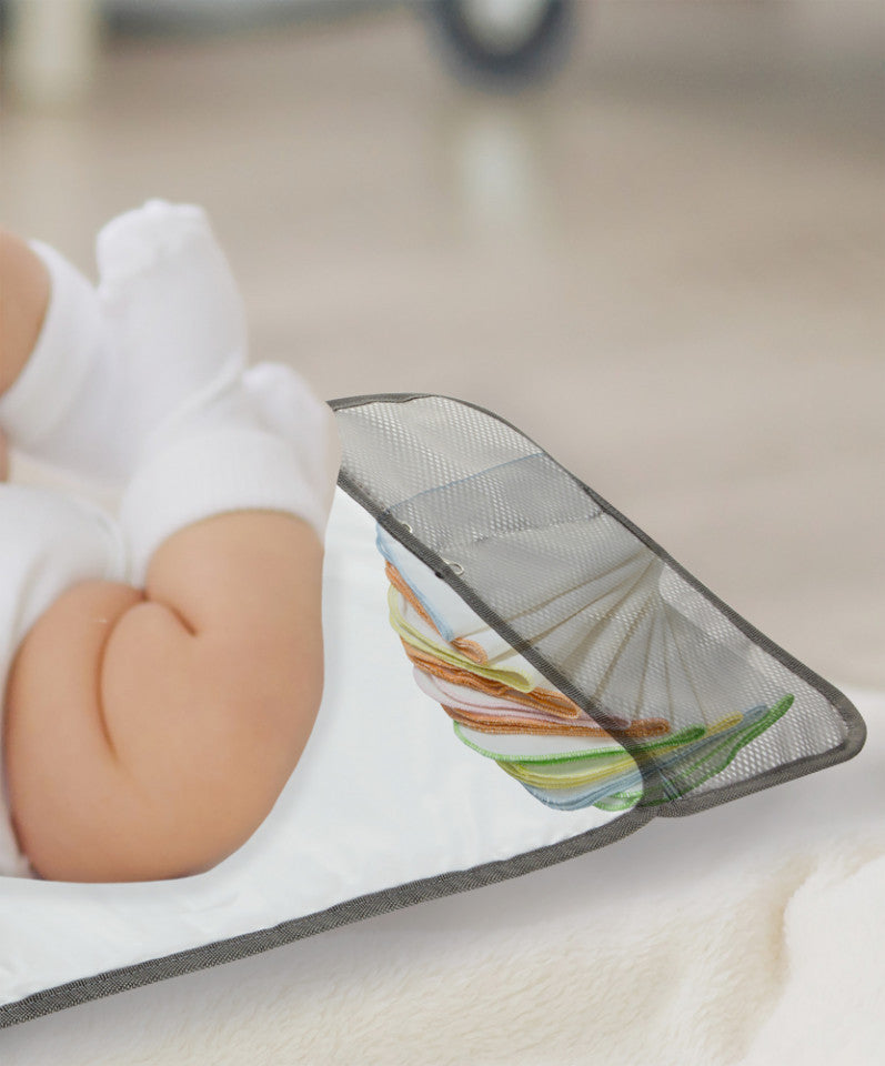 Saltea de infasat Grey pliabila cu sistem siguranta bebelusi BabyJem