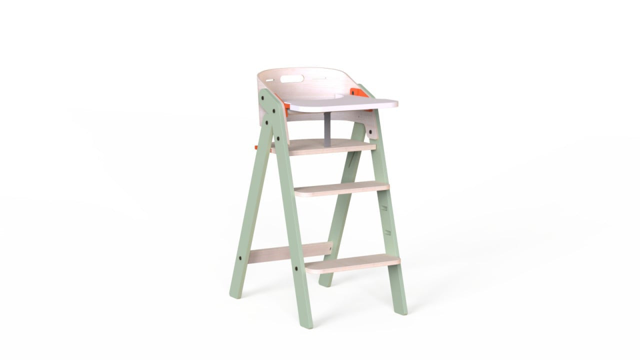 Scaun de masa multifunctional pentru bebelusi, MamaToyz, pliabil, cu masuta, transformabil, lemn, 6 luni - adolescent, verde