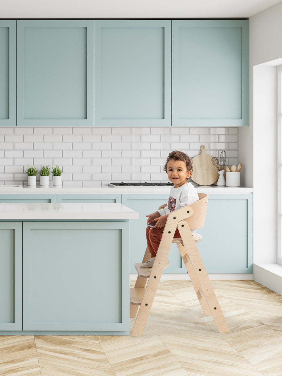 Scaun de masa multifunctional pentru bebelusi, MamaToyz, pliabil, cu masuta, transformabil, lemn, 6 luni - adolescent, verde