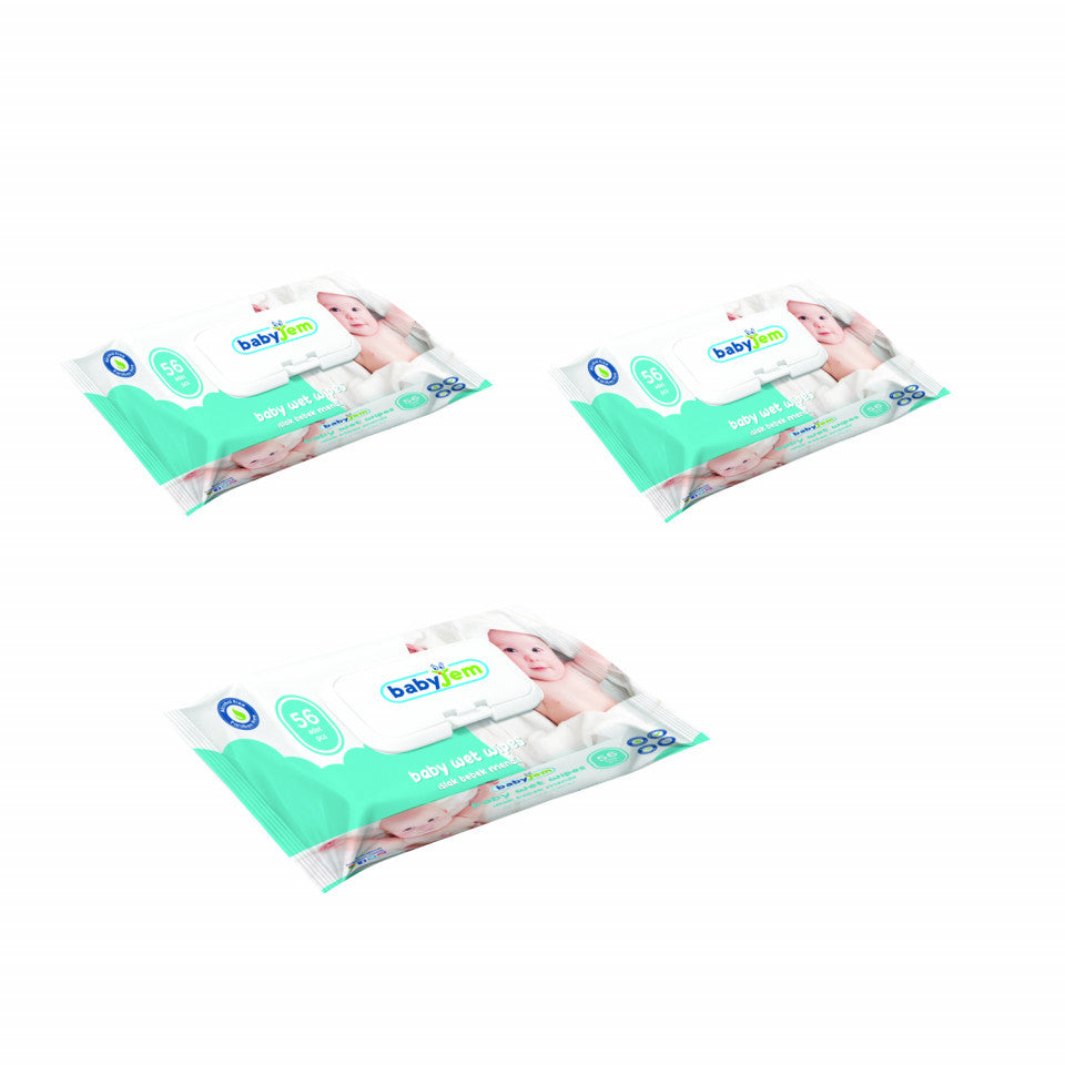 Servetele umede, 3 pachete x 56, 168 buc, BabyJem