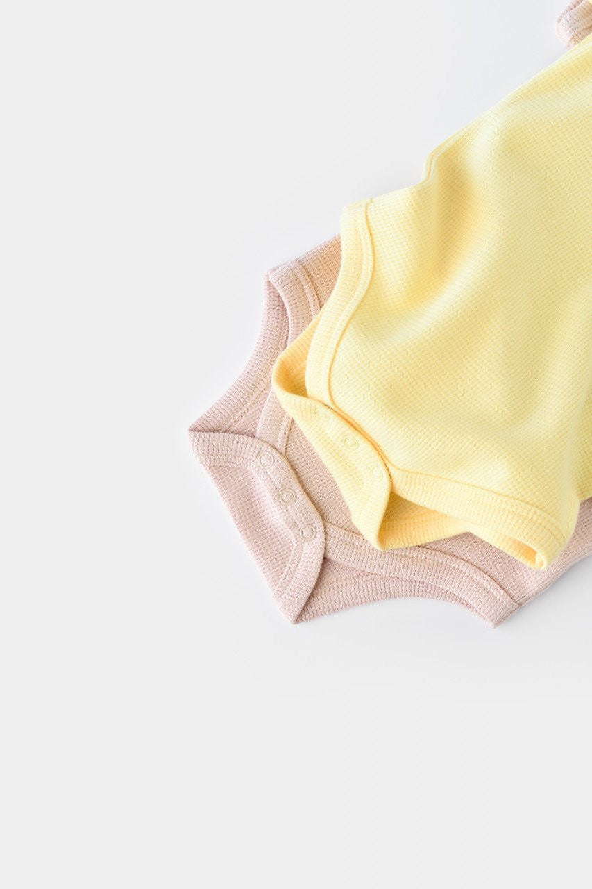 Set 2 body-uri bebe unisex -100% bumbac organic - Galben/Roz, Baby Cosy