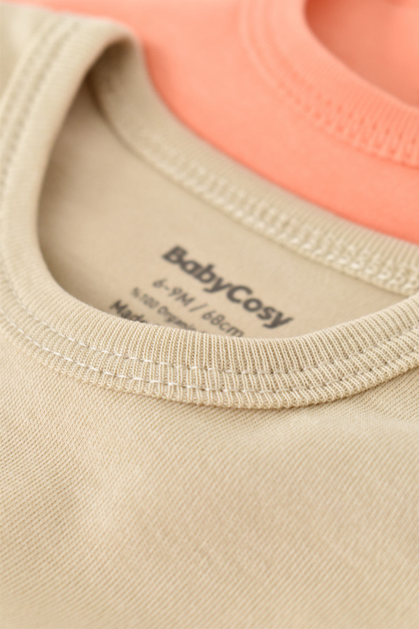 Set 2 body-uri bebe unisex -100% bumbac organic - Roz/Crem, Baby Cosy