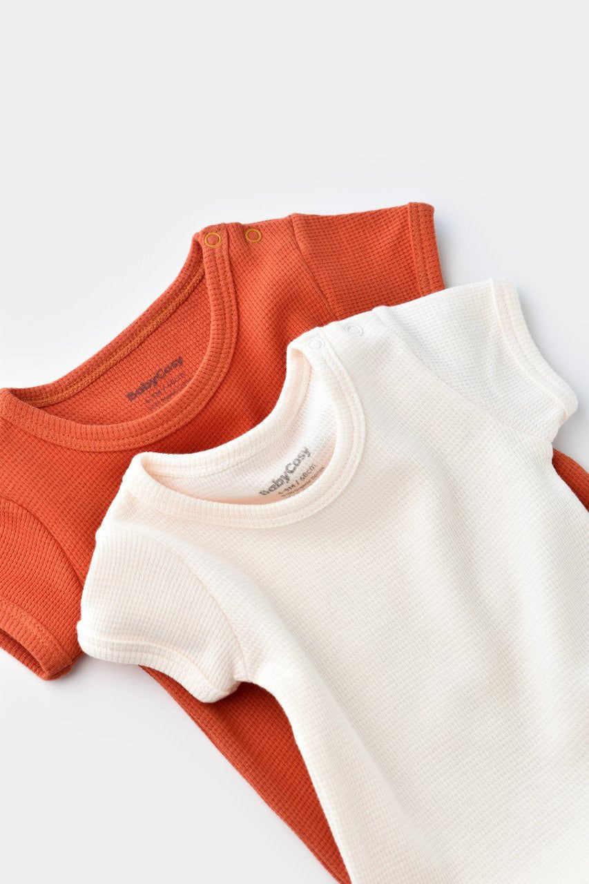 Set 2 body-uri bebe unisex -100% bumbac organic - Scortisoara/Ecru, Baby Cosy