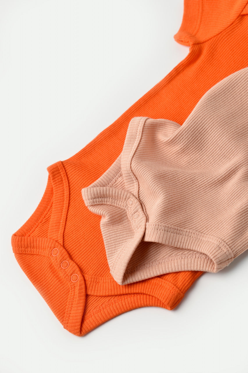 Set 2 body-uri bebe unisex din bumbac organic si modal - Rodie/Piersica, Baby Cosy
