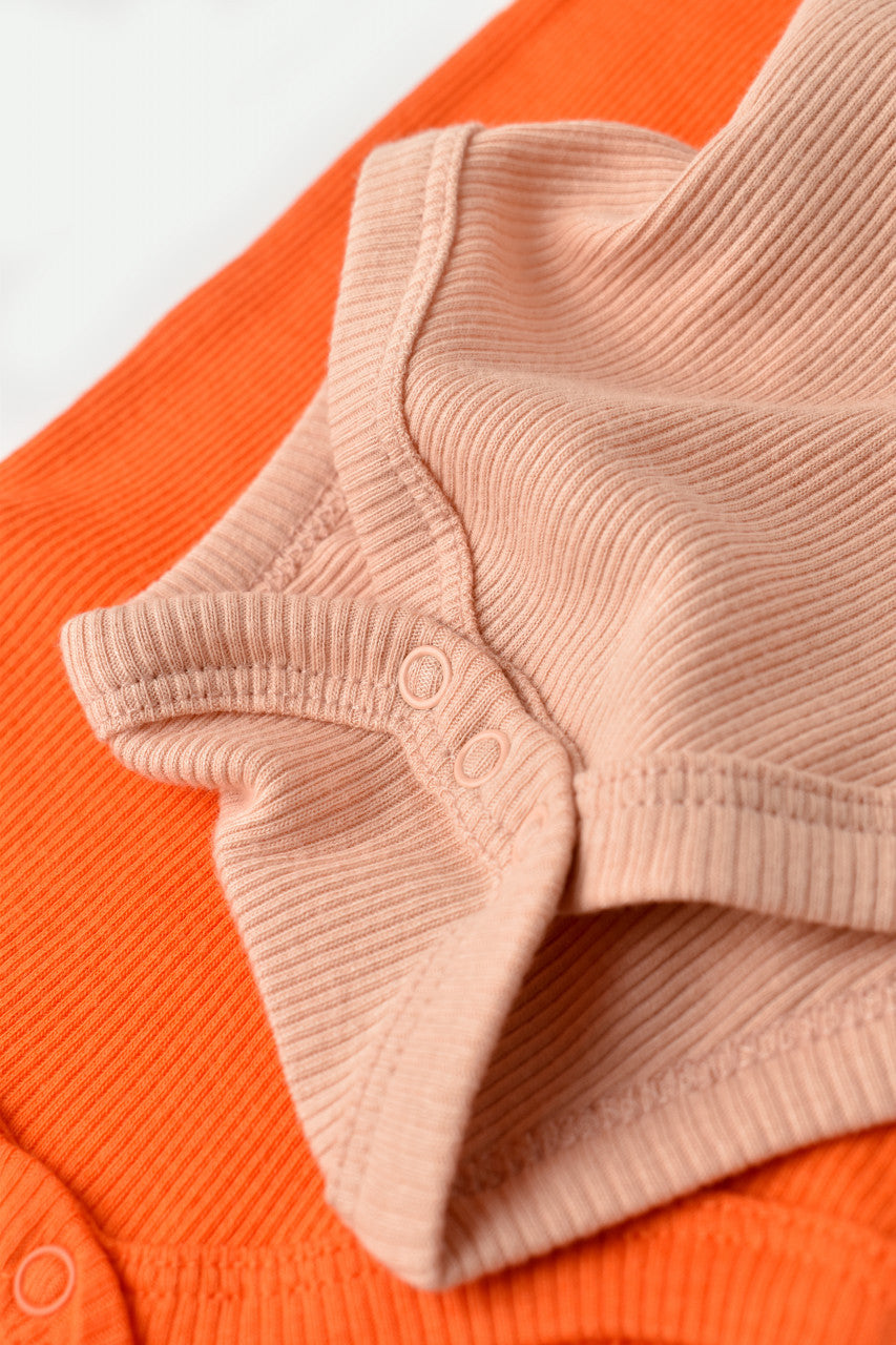 Set 2 body-uri bebe unisex din bumbac organic si modal - Rodie/Piersica, Baby Cosy