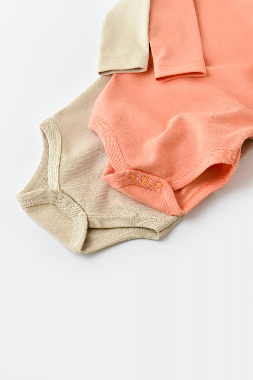 Set 2 body-uri cu maneca lunga bebe unisex -100% bumbac organic - Roz/Crem, Baby Cosy