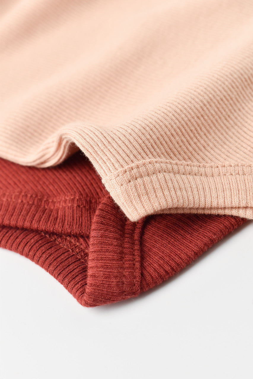 Set 2 body-uri cu maneca lunga bebe unisex din bumbac organic si modal - Caramiziu/Somon, Baby Cosy