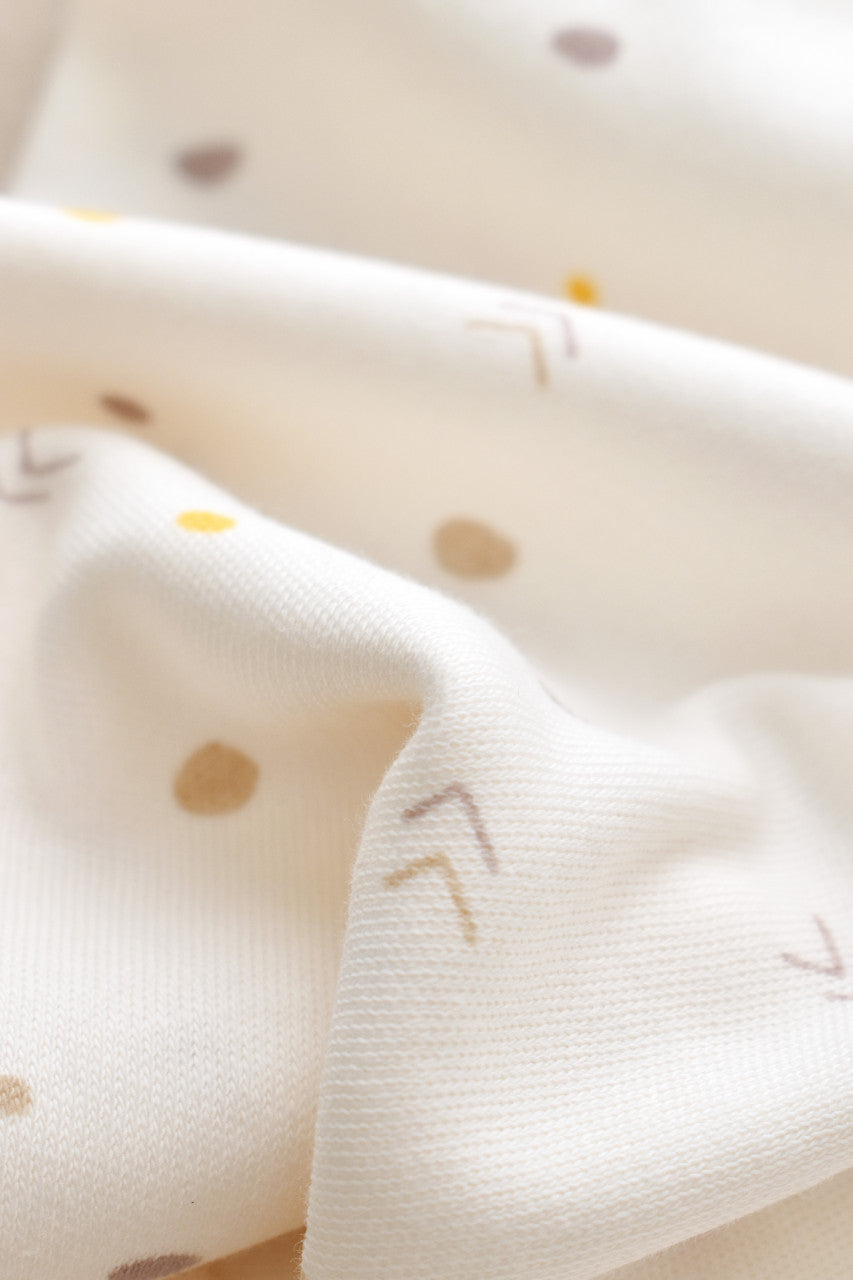 Set 2 body-uri cu maneca lunga petreceute bebe unisex -100% bumbac organic - Ecru cu buline, Baby Cosy