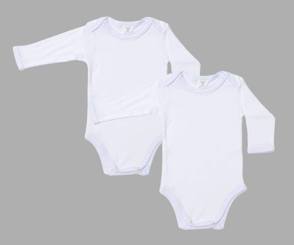 Set 2 body-uri din bumbac albe cu maneca lunga