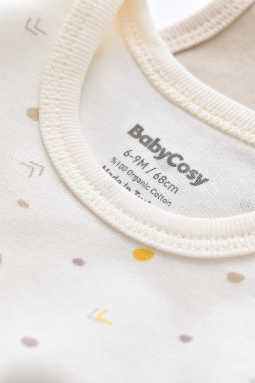Set 2 body-uri fara maneci bebe unisex -100% bumbac organic - Ecru cu buline, Baby Cosy