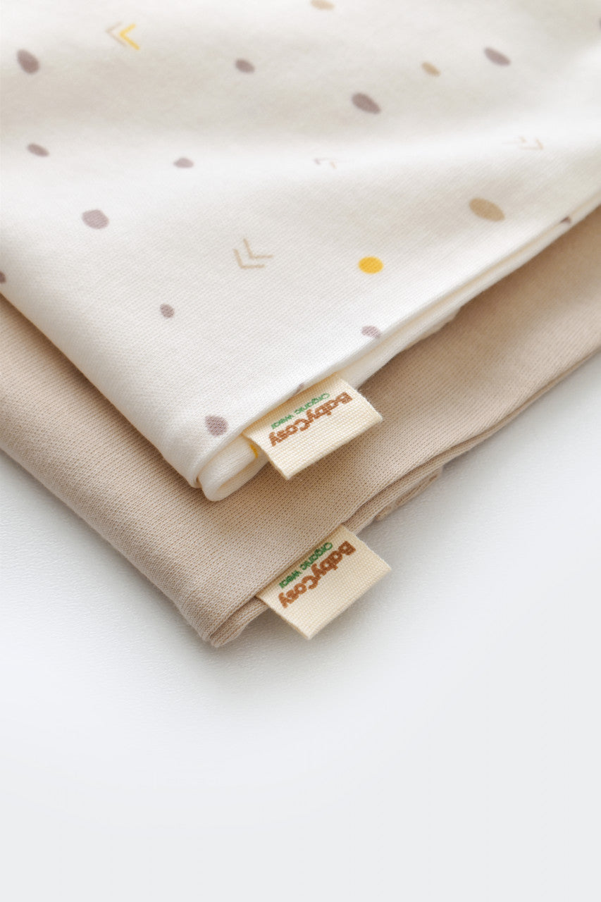Set 2 body-uri fara maneci bebe unisex -100% bumbac organic - Ecru cu buline, Baby Cosy