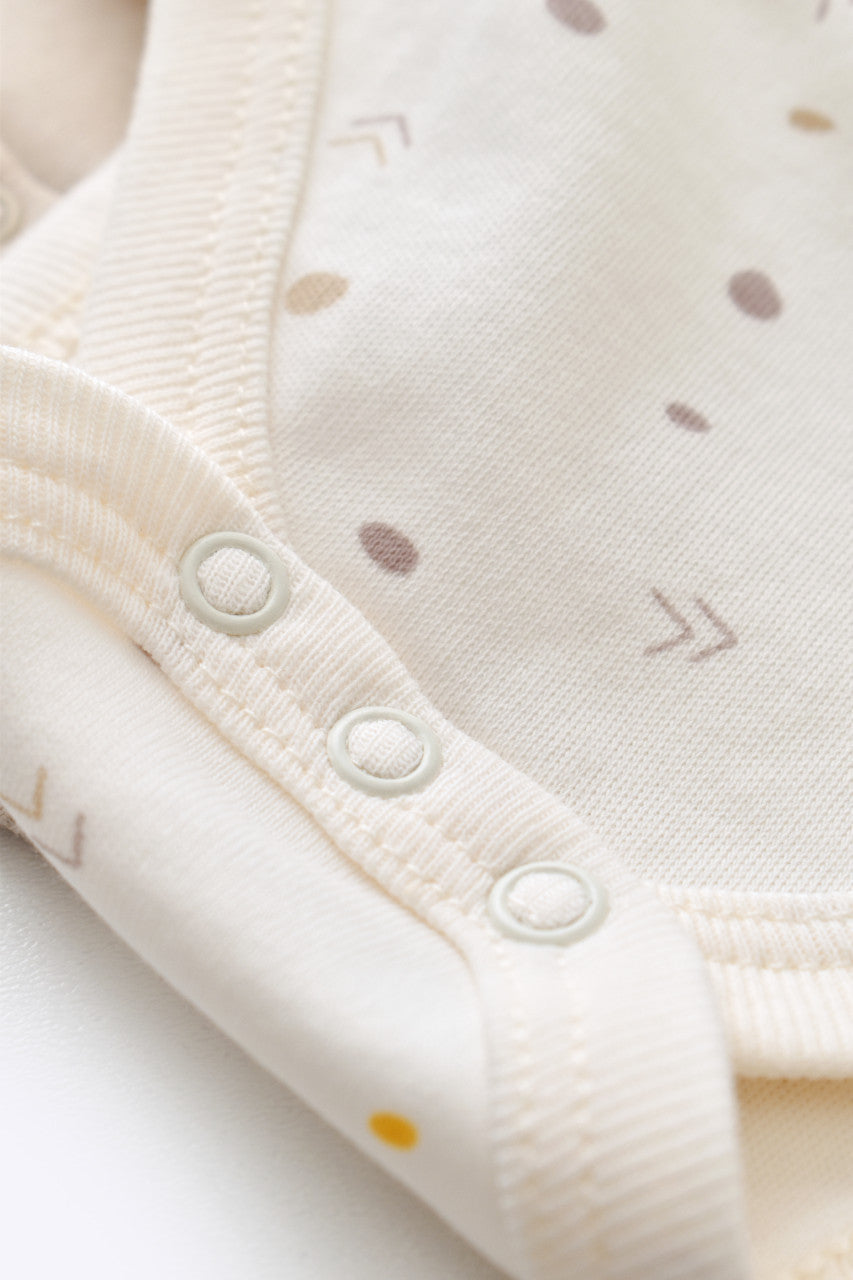 Set 2 body-uri fara maneci bebe unisex -100% bumbac organic - Ecru cu buline, Baby Cosy