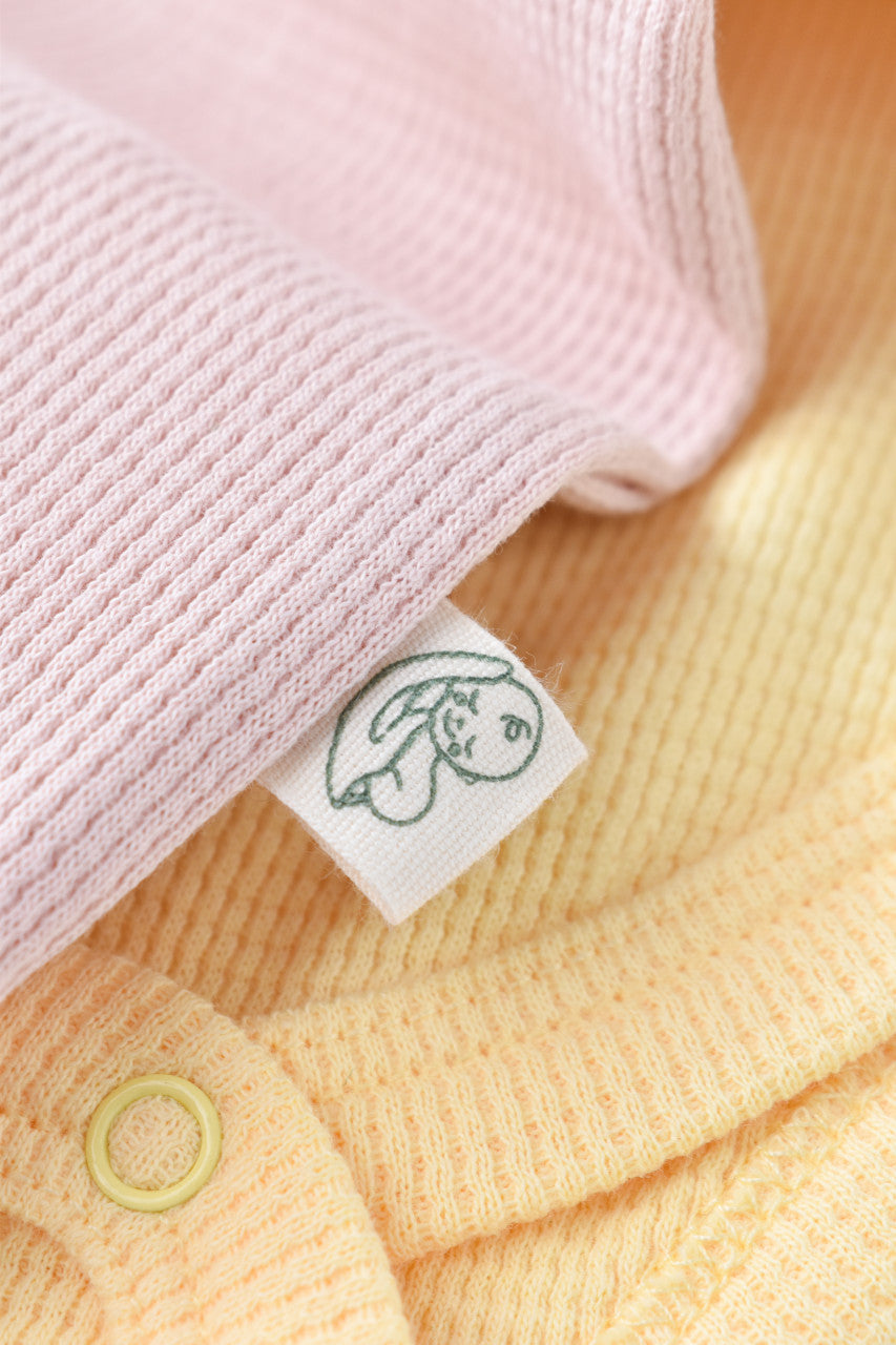 Set 2 body-uri fara maneci bebe unisex -100% bumbac organic - Galben/Roz, Baby Cosy