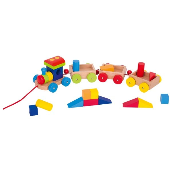 Set 2 in 1 - Jucarie de tras cu cuburi Trenuletul Orlando, 14 piese
