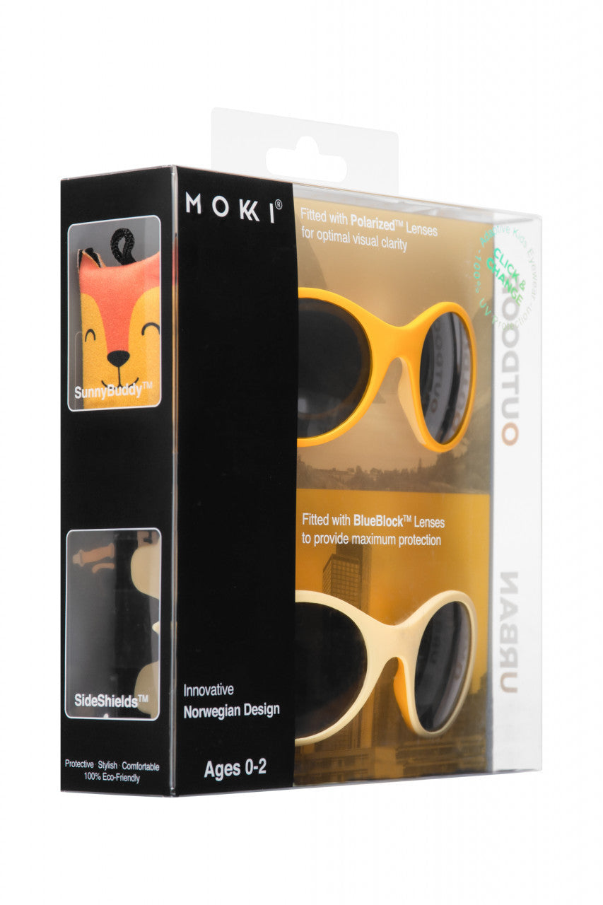 Set 2 ochelari copii Click & Change, galben, 0-2 ani, Mokki